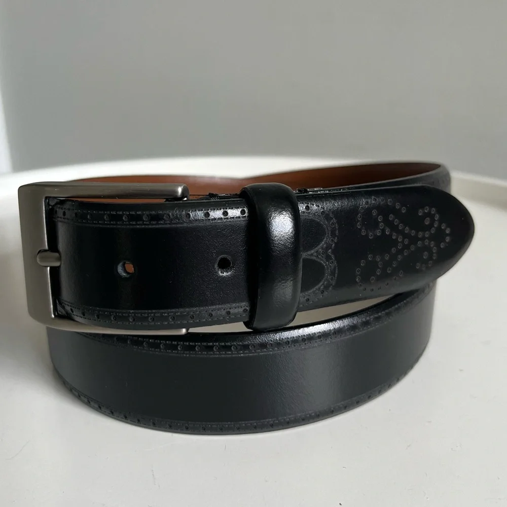 NEW Men’s Wearhouse Black Genuine Leather Italy Belt Size 36